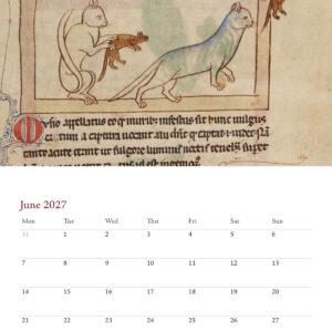 June 2027 page from The Antiquary medieval bestiary calendar