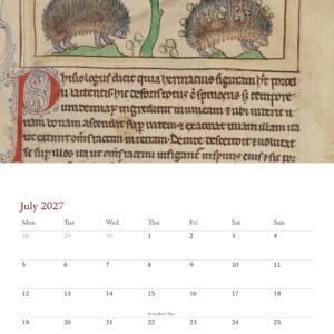 July 2027 page from The Antiquary medieval bestiary calendar